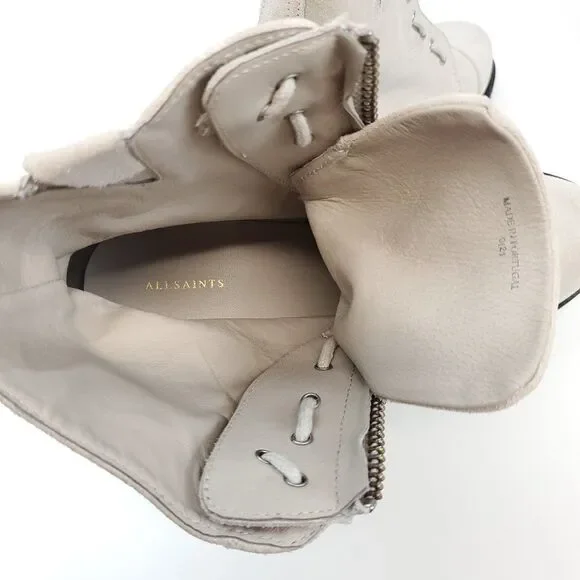 All Saints Ariel Boots Zip Up Suede Leather Combat Boots NWOB
